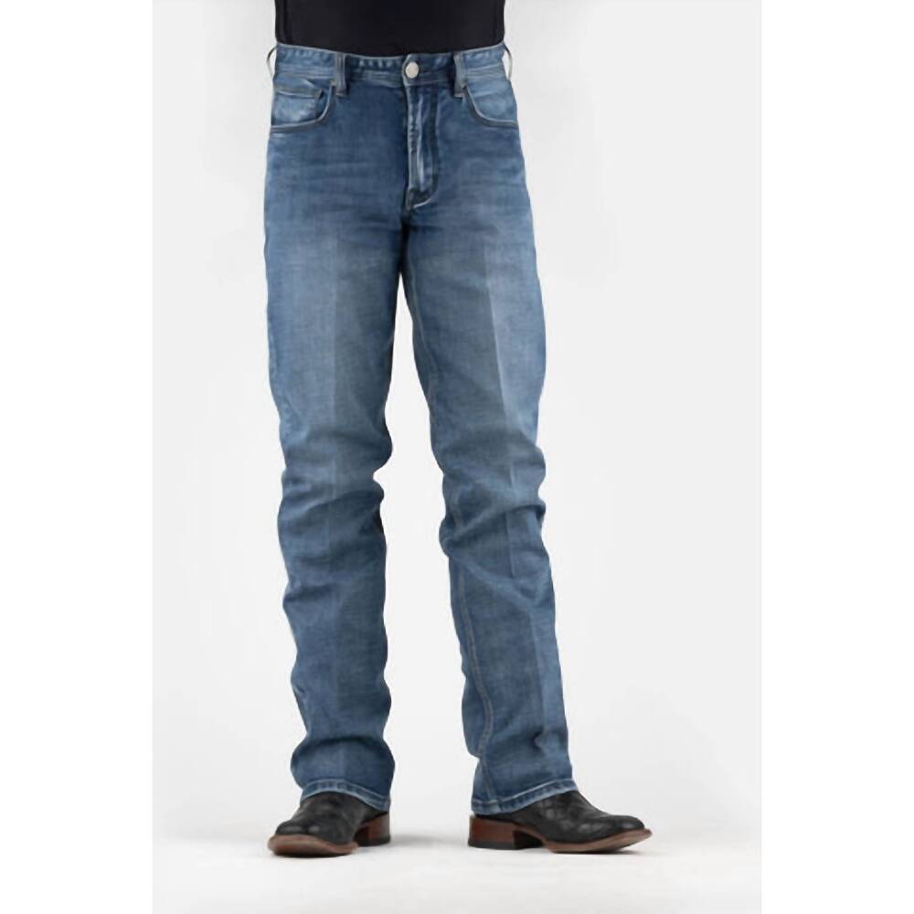 NEW STETSON mens straight fit stretch 2 tone denim jeans in blue